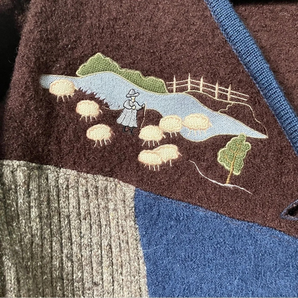 Vintage Climax by Sasha Cardigan Brown Blue Cottagecore Sheep Landscape Sweater - Picture 7 of 9